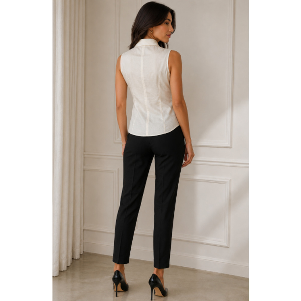 Armani Collezioni Italy Ivory silk shantung Sleeveless Blouse Sz IT 38 US 2 Luxe - Picture 13 of 15